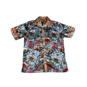 PRESTIGE Men's Short Sleeve Multi Color Designer Print Shirt Size Medium